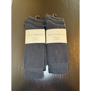(2) AllSaints Crew Socks 3 Pair Per Bundle Black 7-13 (6 Total Pairs) NWT